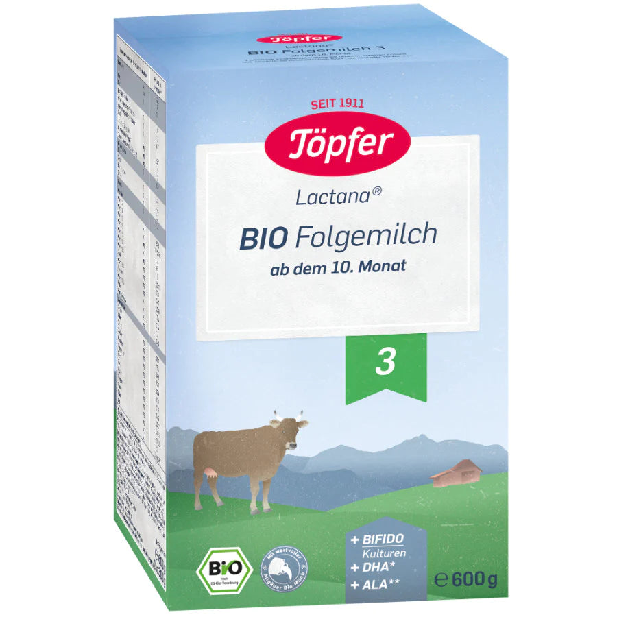 Topfer 3 Bio Lactana 600G - Organic Follow-On Milk for 10+ Months